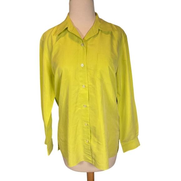 Liz Claiborne Liz Sport Women's Lime Green Blouse Long Sleeve Button Down Small - Picture 5 of 9